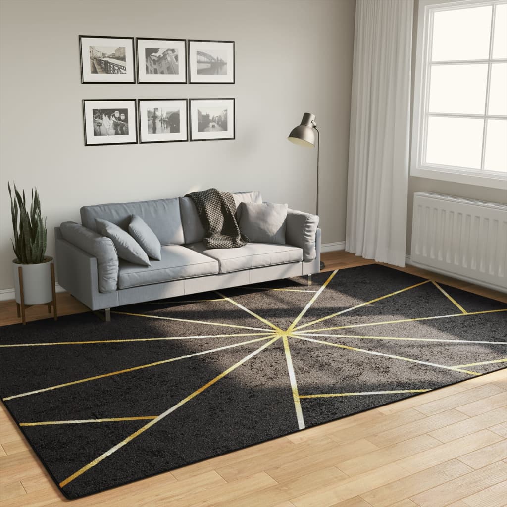 Vidaxl rug washable anti-slip 190x300 cm black and gold colored