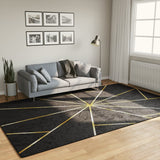 Vidaxl rug washable anti-slip 190x300 cm black and gold colored