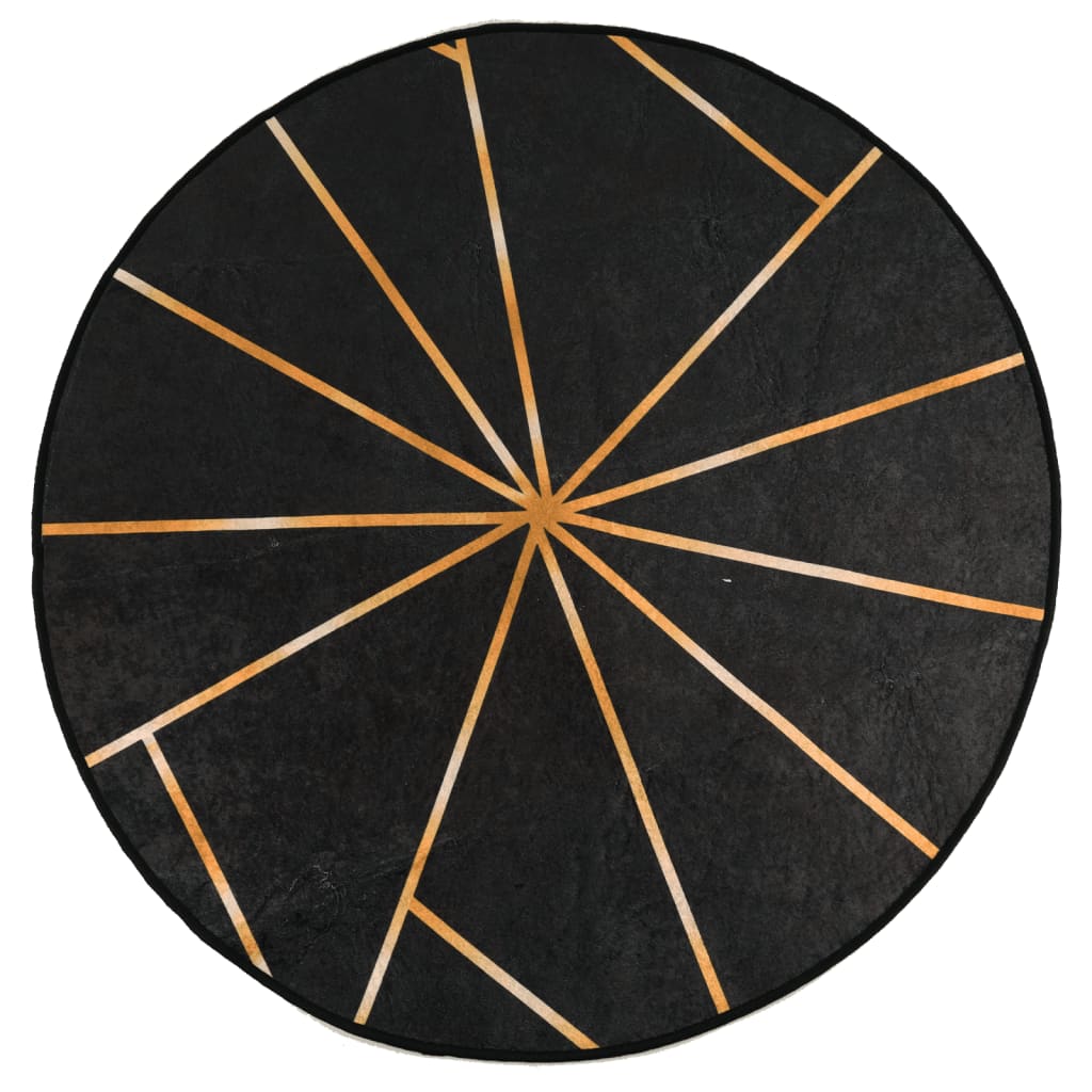 Vidaxl rug washable anti-slip Ø 120 cm black and gold colored