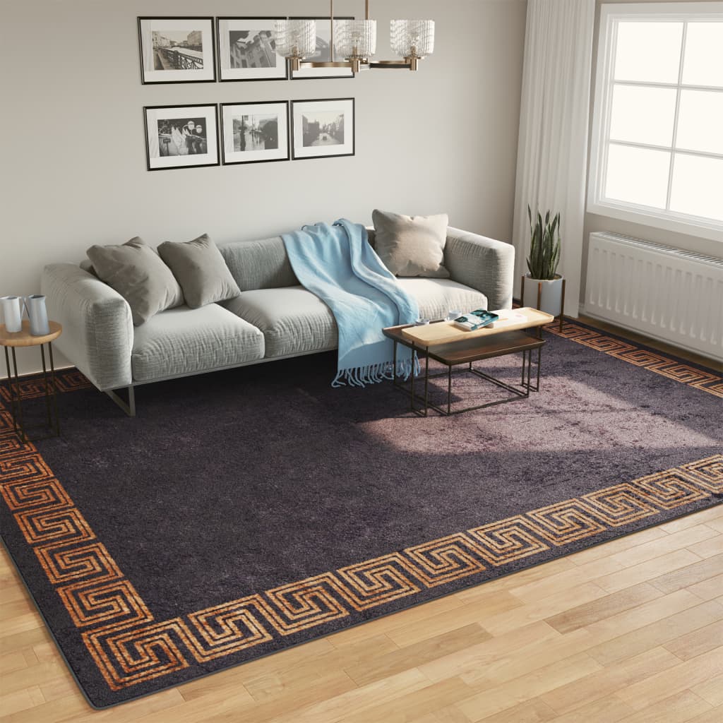 Vidaxl rug washable anti-slip 400x300 cm black and gold colored