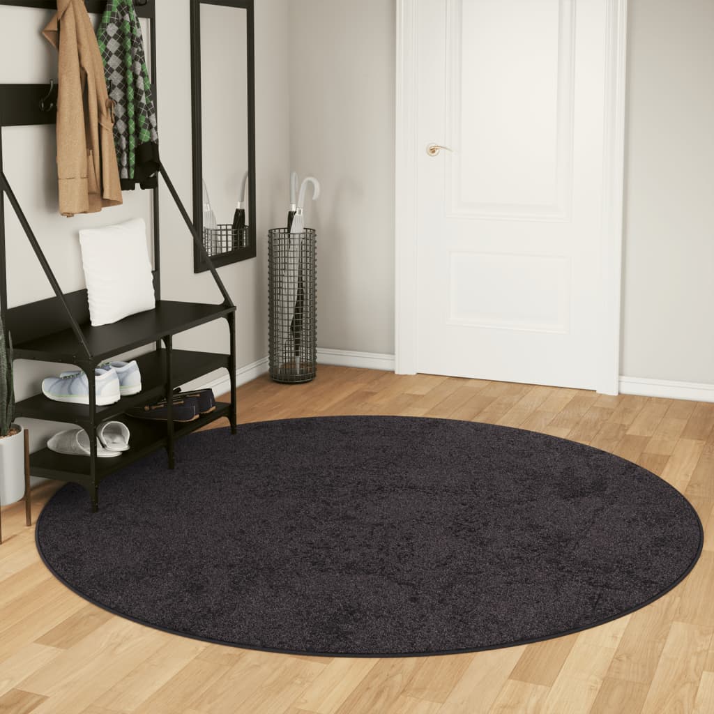 Vidaxl Rug Washable Anti-Slip Ø 200 cm Antracitt-farget