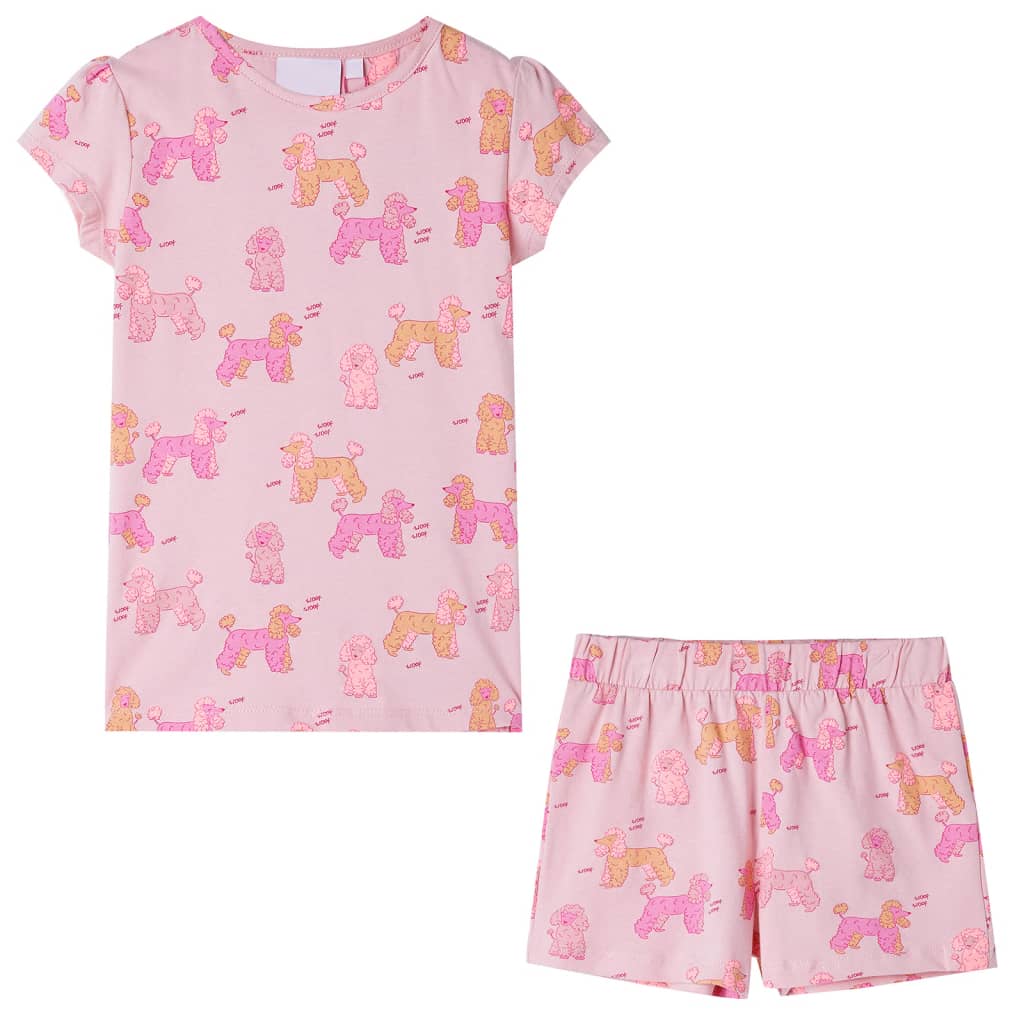 Pigiama per bambini Vidaxl con maniche corte 140 rosa chiaro
