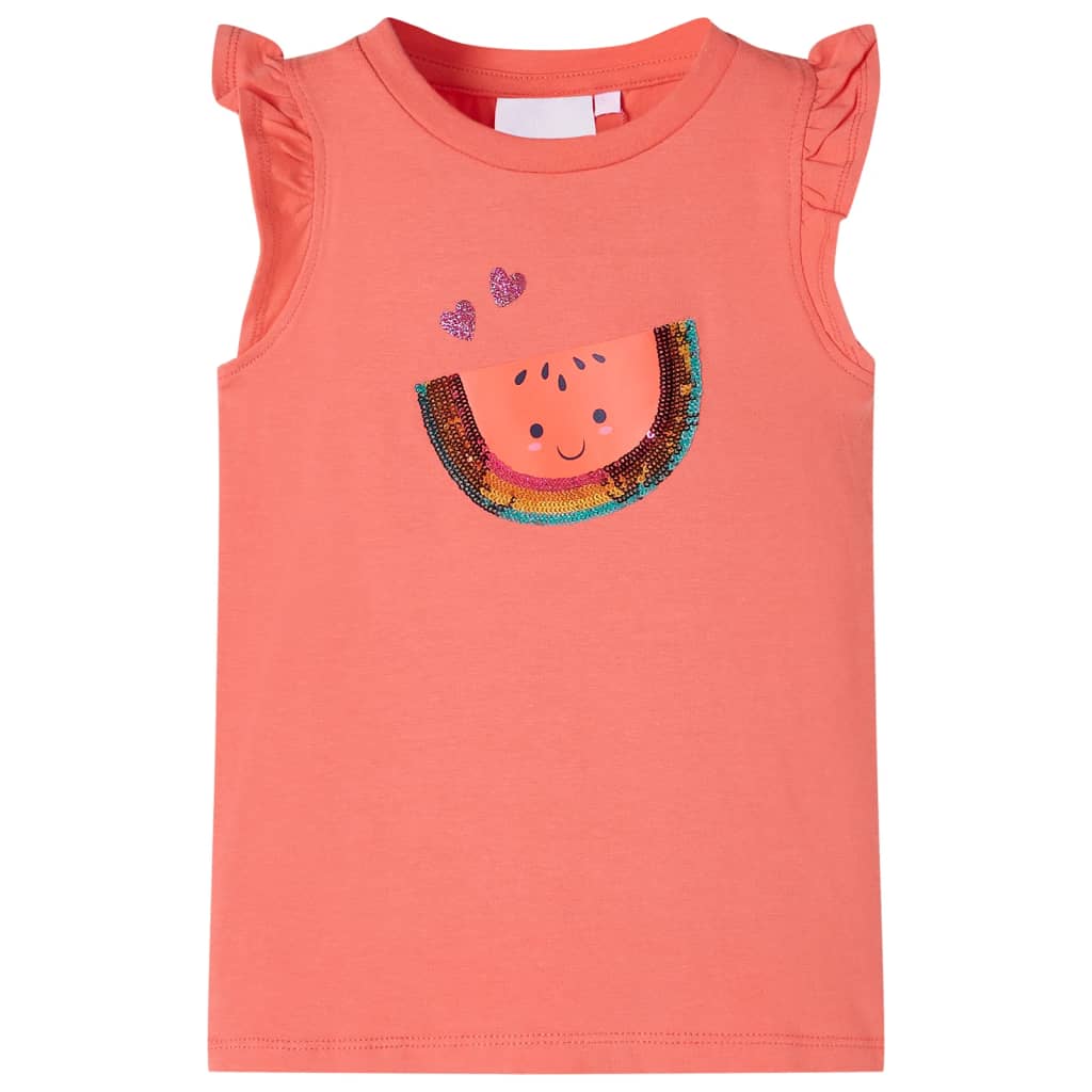 Vidaxl Children's shirt with ruffles on the sleeves 104 coral -colored