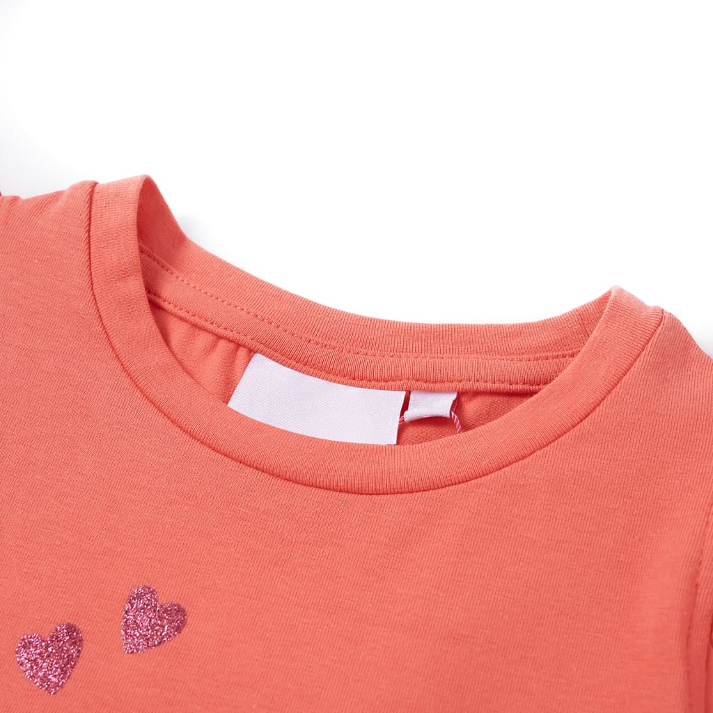 Vidaxl Children's shirt with ruffles on the sleeves 104 coral -colored