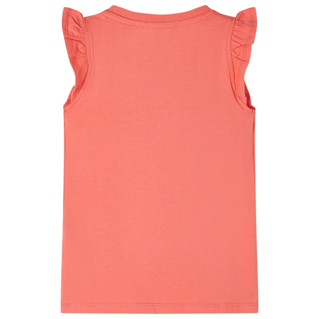 Vidaxl Children's Shirt med ruffles på ermene 128 korall -farget