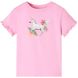 Vidaxl Kanner Shirt mat kuerzen Ärmelen 140 hell Pink