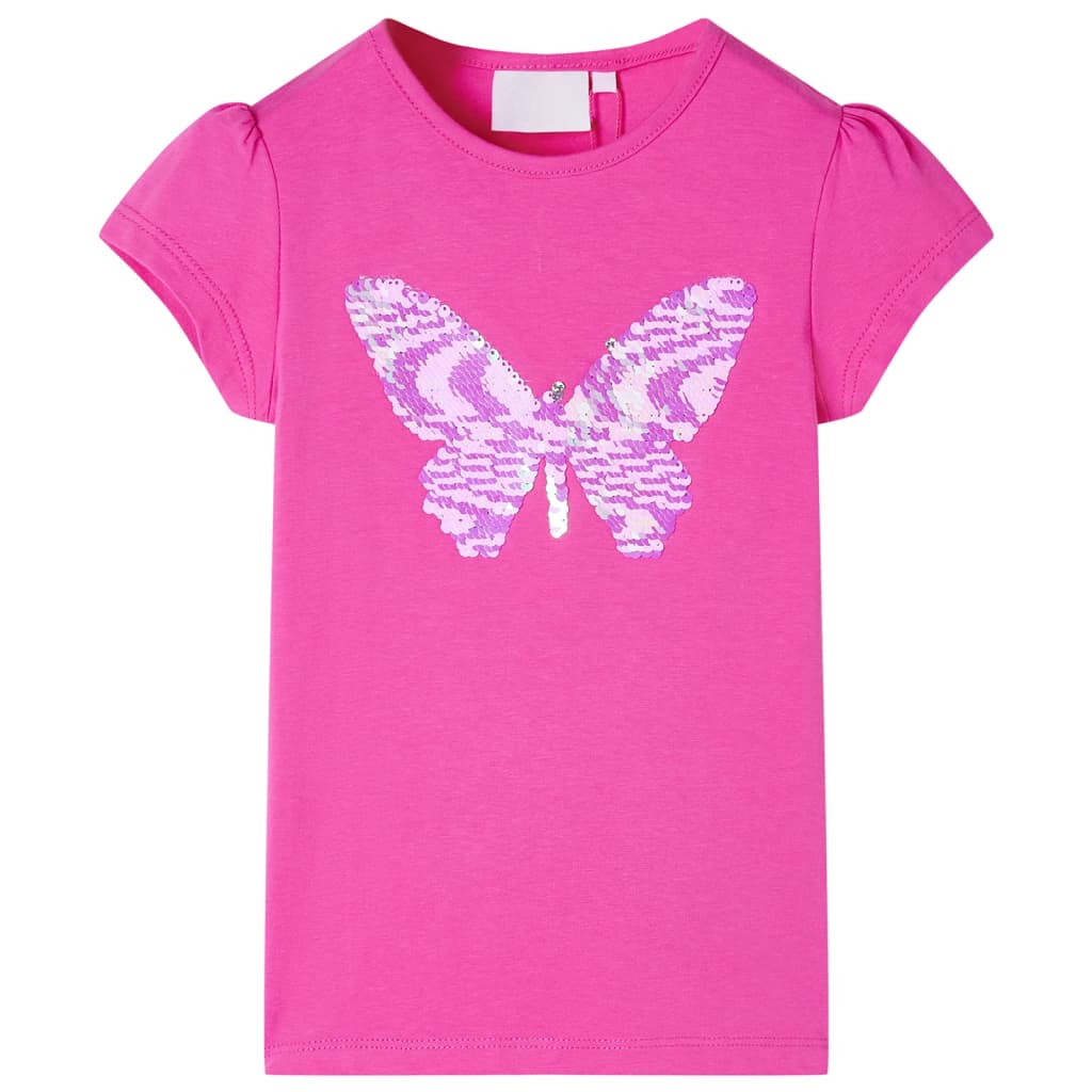 Vidaxl Camisa para niños con mangas de gorra 128 Rosa oscuro