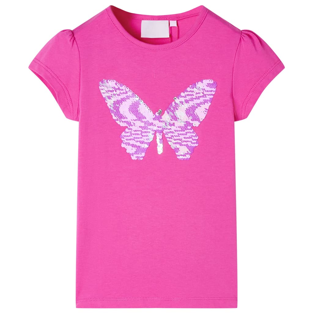 Vidaxl Camisa para niños con mangas de gorra 140 Rosa oscuro