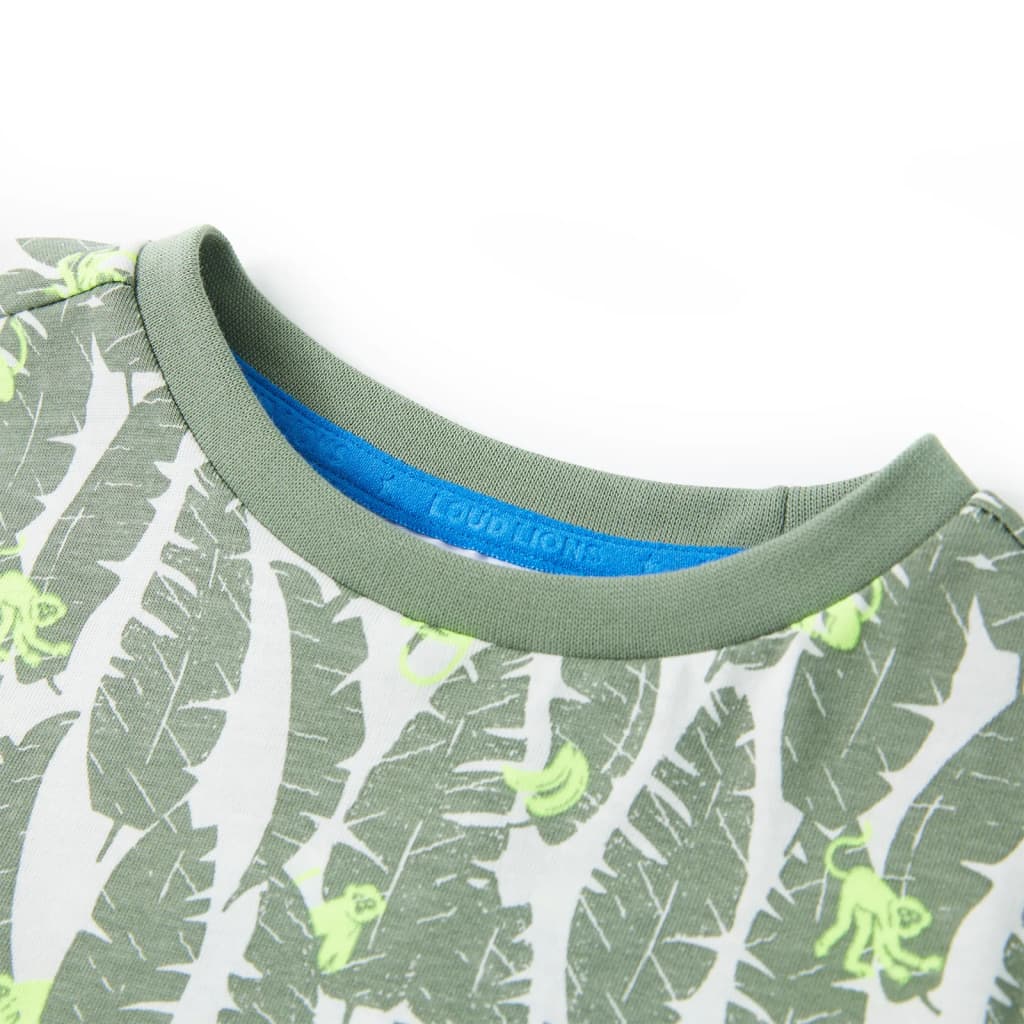 Vidaxl Children's shirt 92 Ecru and Donkerklimopgroen