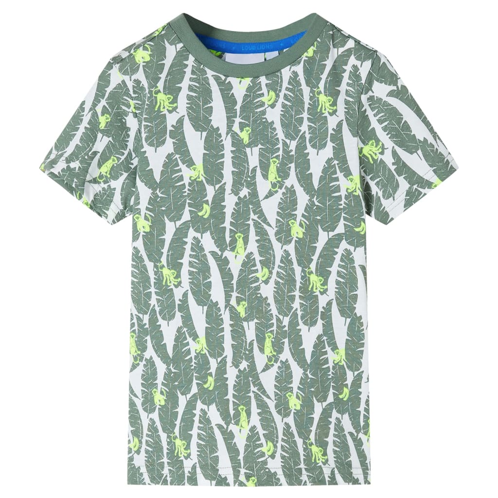 Vidaxl Children's shirt 104 Ecru and Donkerklimopgroen