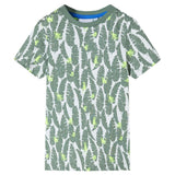 Vidaxl Children's shirt 104 Ecru and Donkerklimopgroen