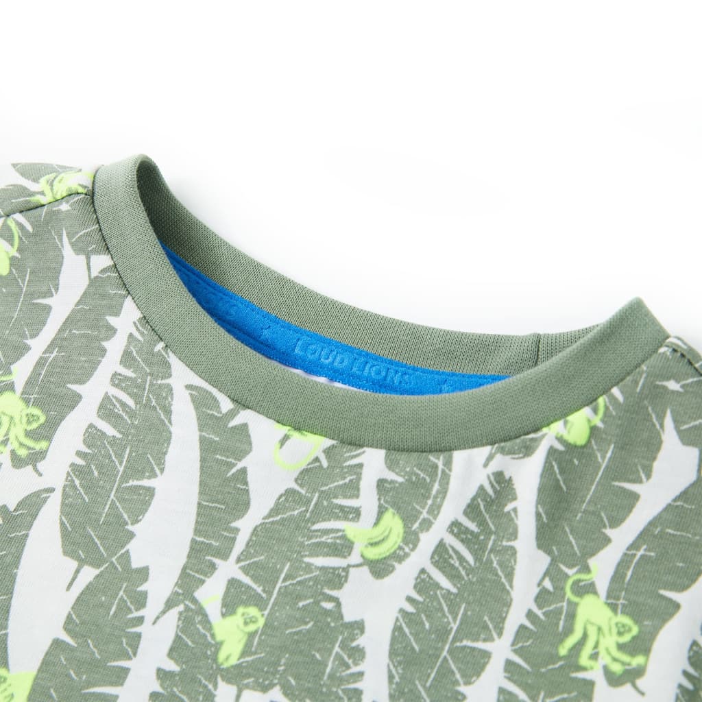 Vidaxl Children's shirt 128 Ecru and Donkerklimopgroen