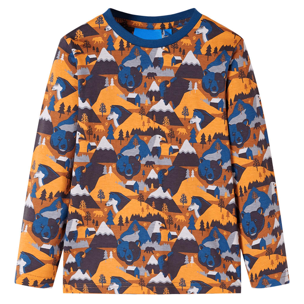 Vidaxl Children's pajamas with long sleeves 104 cognac colored