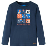 Vidaxl Child's Shirt à manches longues 140 bleu marine mélangé