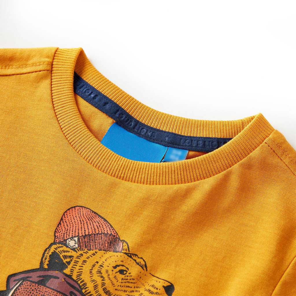 VidaXL children's shirt with long sleeves 92 ocher -colored