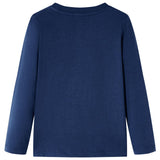 Vidaxl Kanner Shirt mat laange Ärmelen 128 gemëscht Marine blo