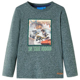 Vidaxl Children's shirt with long sleeves 116 mixed dark green