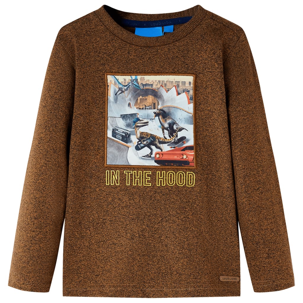 VidaXL children's shirt with long sleeves 92 mixed cognac color