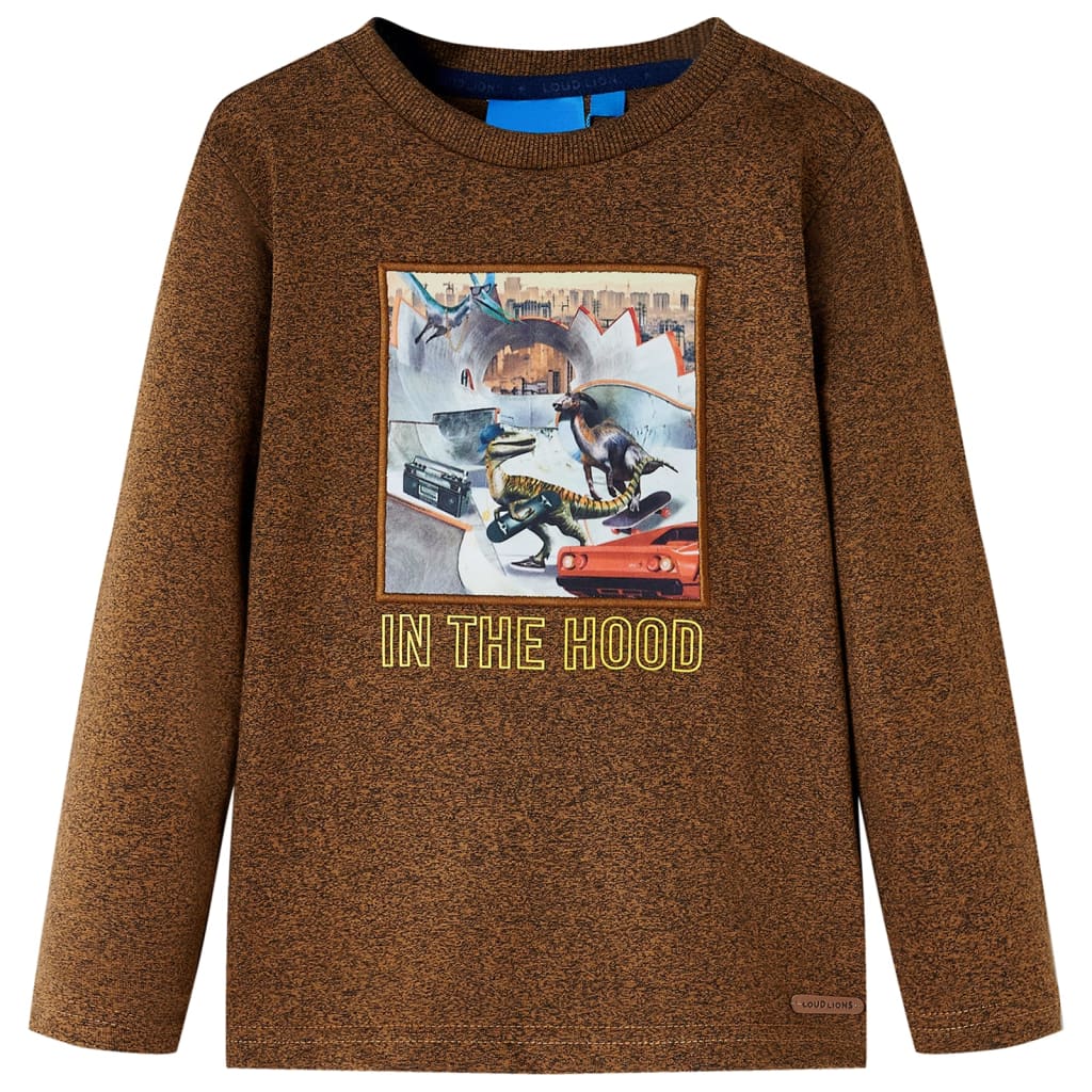 Vidaxl children's shirt with long sleeves 116 mixed cognac color