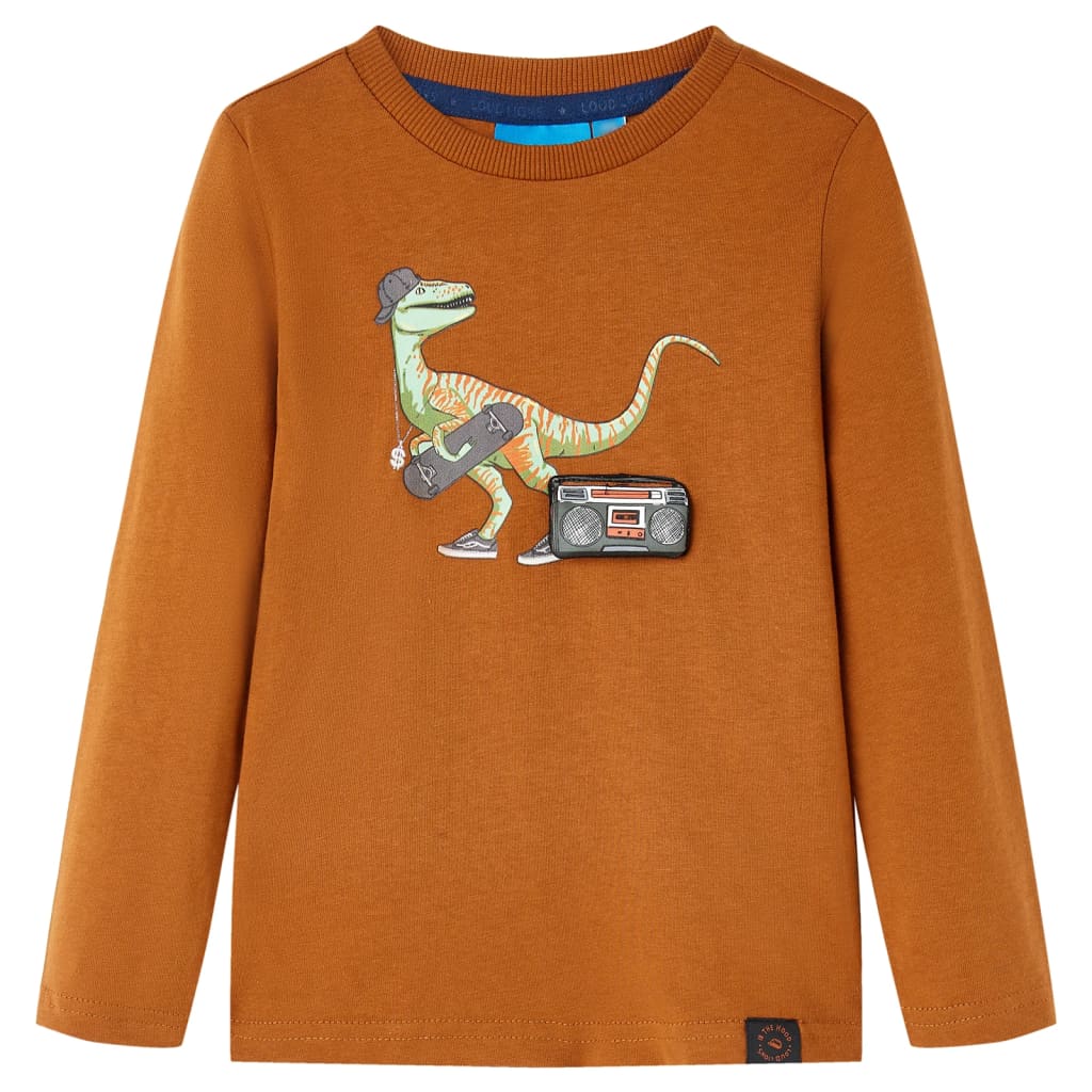 Vidaxl Children's shirt with long sleeves 128 cognac colored