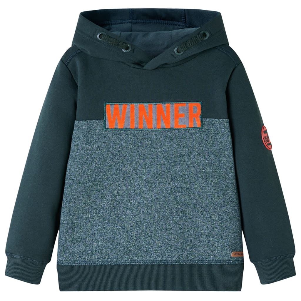 Vidaxl Kanner Pullover mat Hood 128 donkel gréng