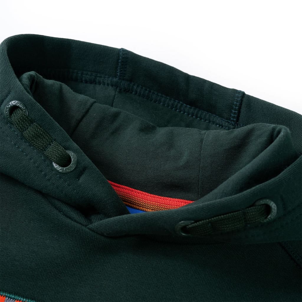 Vidaxl Kanner Pullover mat Hood 128 donkel gréng