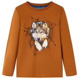 Vidaxl Children's shirt with long sleeves 116 cognac colored