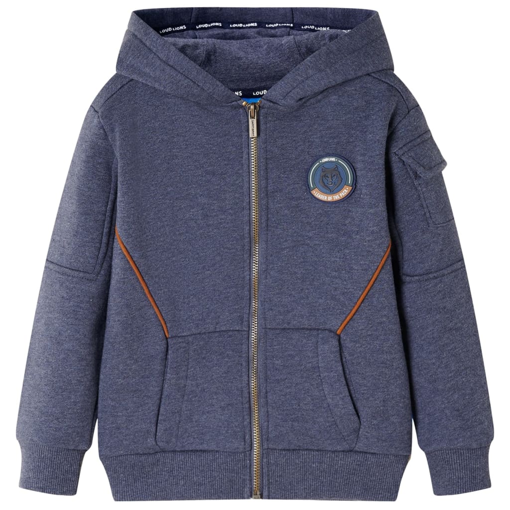 Vidaxl Kanner Vest mat Hood an Zipper 116 gemëscht donkelblo