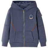 Vidaxl Kanner Vest mat Hood an Zipper 116 gemëscht donkelblo