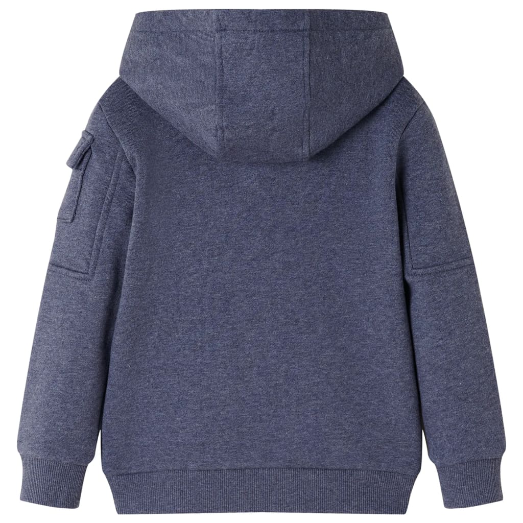 Vidaxl Kanner Vest mat Hood an Zipper 116 gemëscht donkelblo