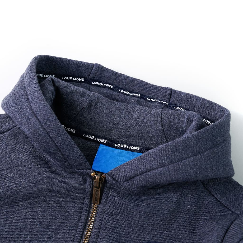 Vidaxl Kanner Vest mat Hood an Zipper 116 gemëscht donkelblo