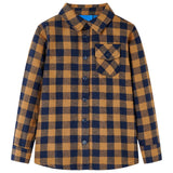 Vidaxl børneshirt rutet 104 cognac farvet og blå