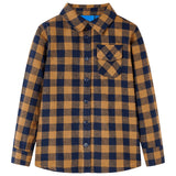 Vidaxl Children's shirt checkered 140 cognac colored and blue