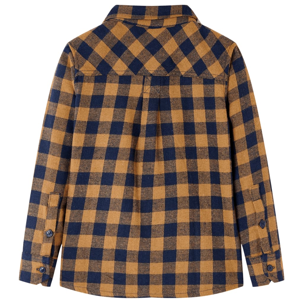 Vidaxl Children's shirt checkered 140 cognac colored and blue