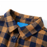 Vidaxl Children's shirt checkered 140 cognac colored and blue