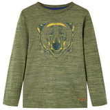VidaXL children's shirt with long sleeves 104 mixed kaki -colored
