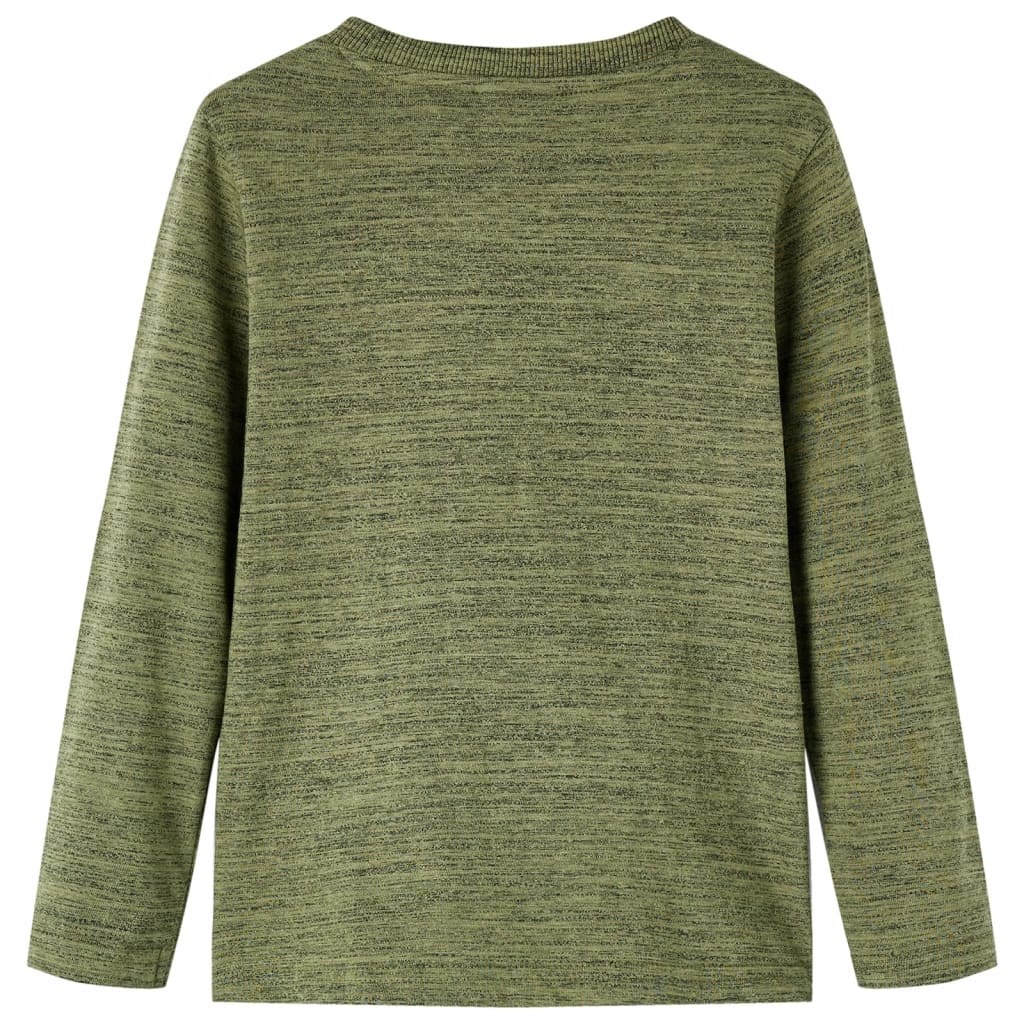 Vidaxl Kanner Shirt mat laangen Hülsen 116 gemëscht Kaki -Colored