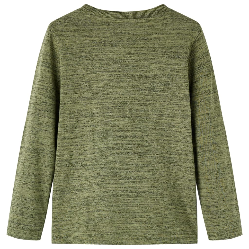 Vidaxl Kanner Shirt mat laangen Ärmelen 128 gemëscht Kaki -Colored