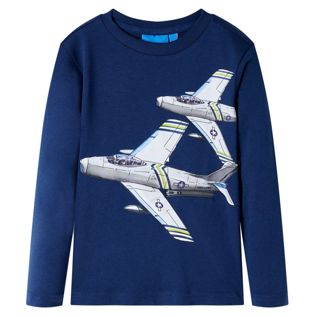 Vidaxl Kanner Shirt mat laangen Ärmelen 92 Marine blo