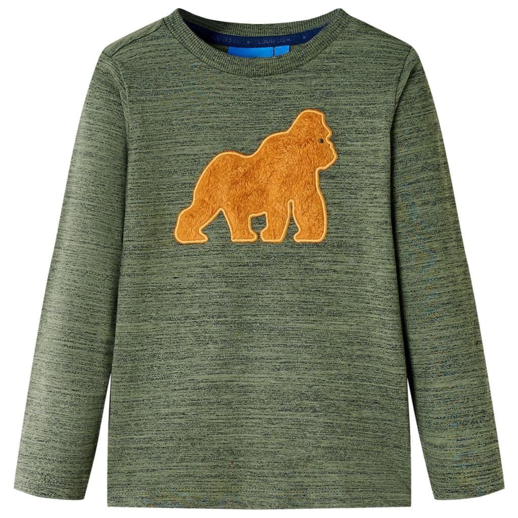 VidaXL children's shirt with long sleeves 128 mixed kaki -colored