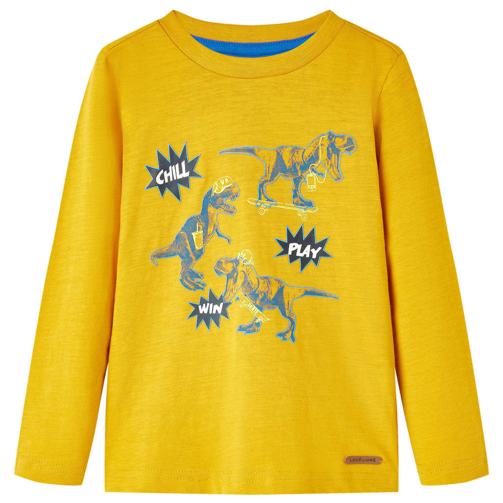 Dětská košile Vidaxl s dlouhými rukávy 92 Ocher -Colored