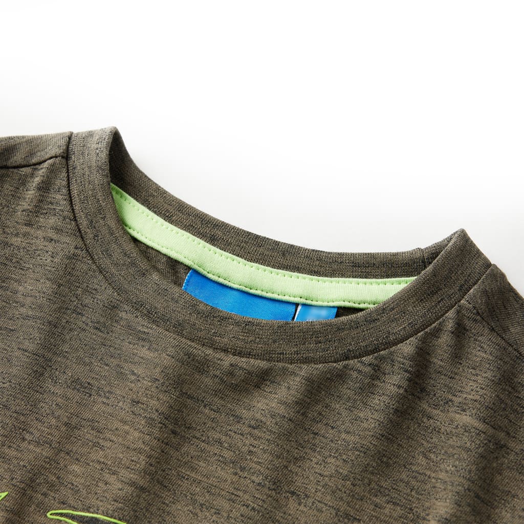 Vidaxl Kanner Shirt mat laangen Hülsen 116 gemëscht Kaki -Colored