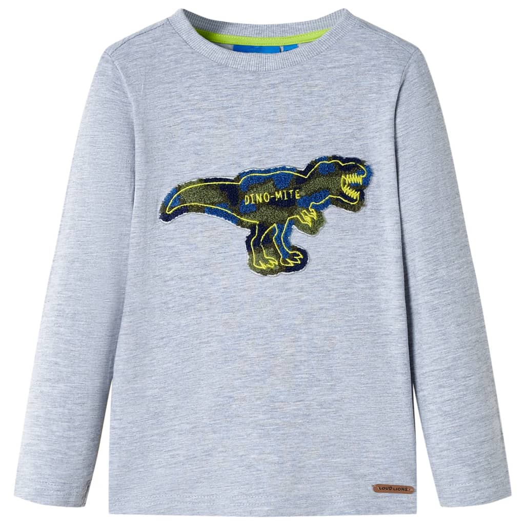 Vidaxl Kanner Shirt mat laange Ärmelen 116 gemëscht gro