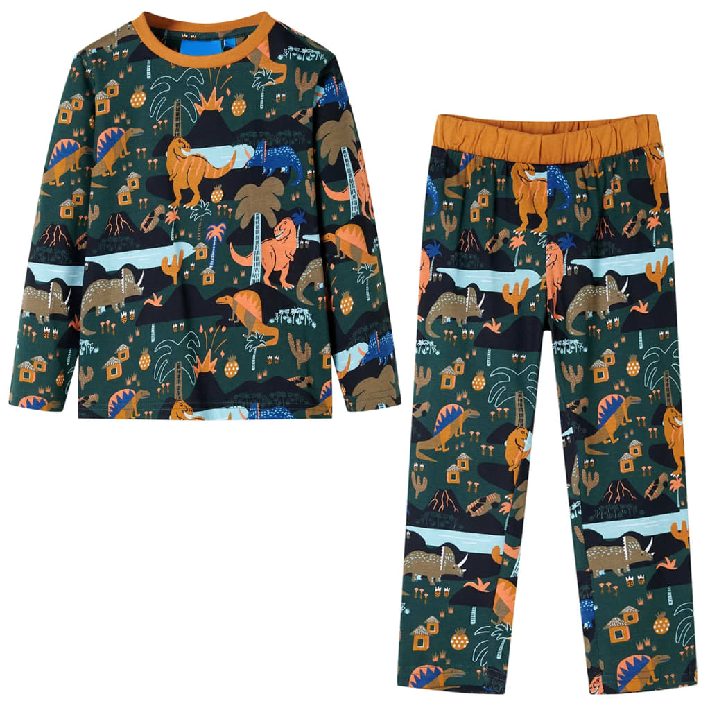 Vidaxl Children's pajamas with long sleeves 104 DonkerGroen