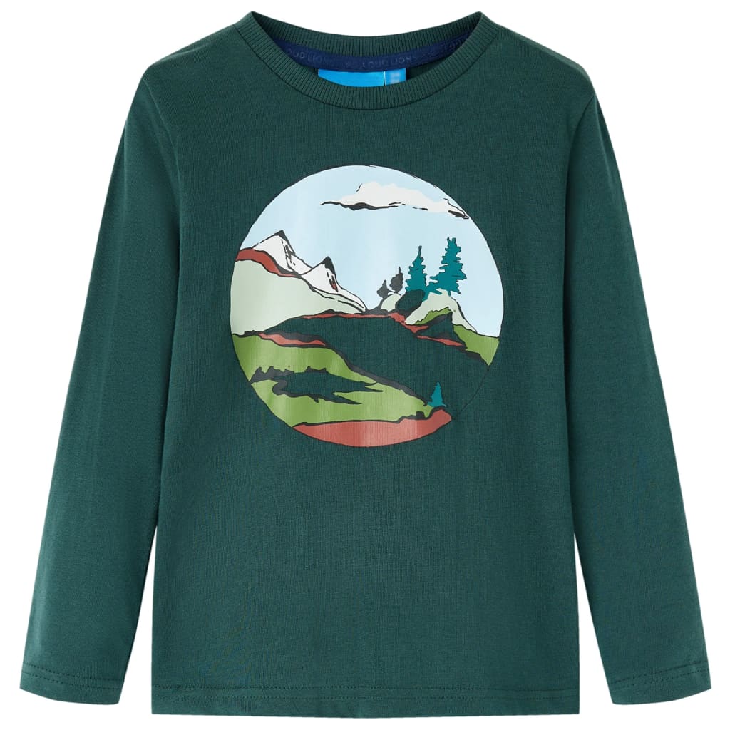 Camisa para niños Vidaxl con mangas largas 92 Donkergroen