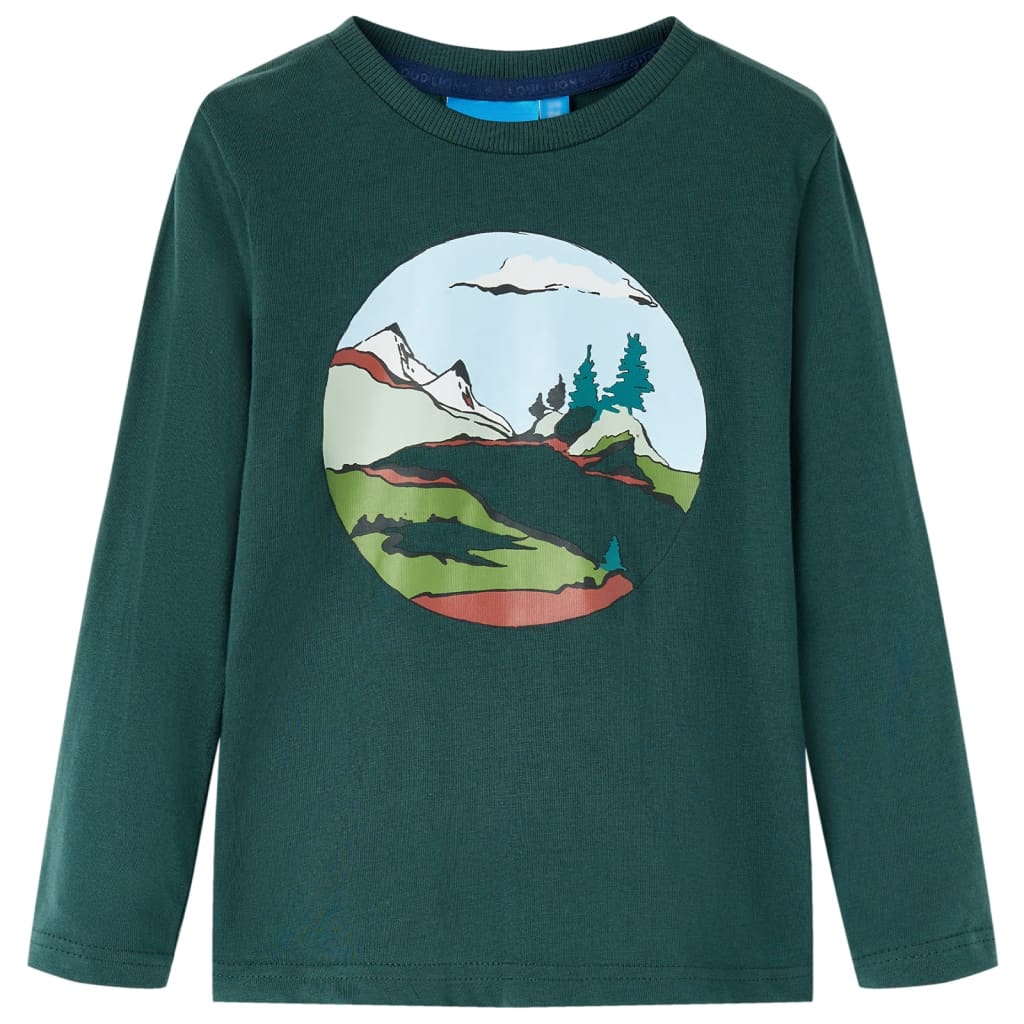 Camicia per bambini Vidaxl con maniche lunghe 116 verde scuro