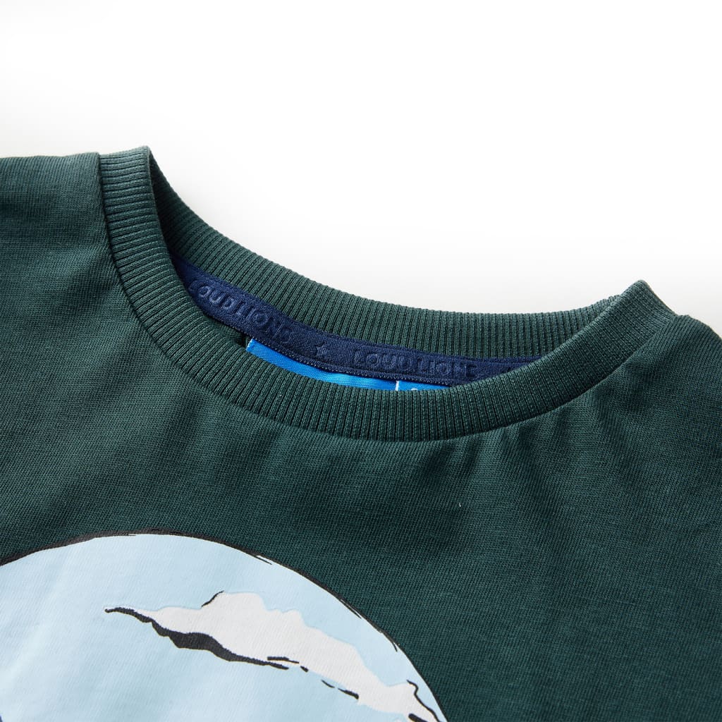 Camisa para niños Vidaxl con mangas largas 128 Donkergroen