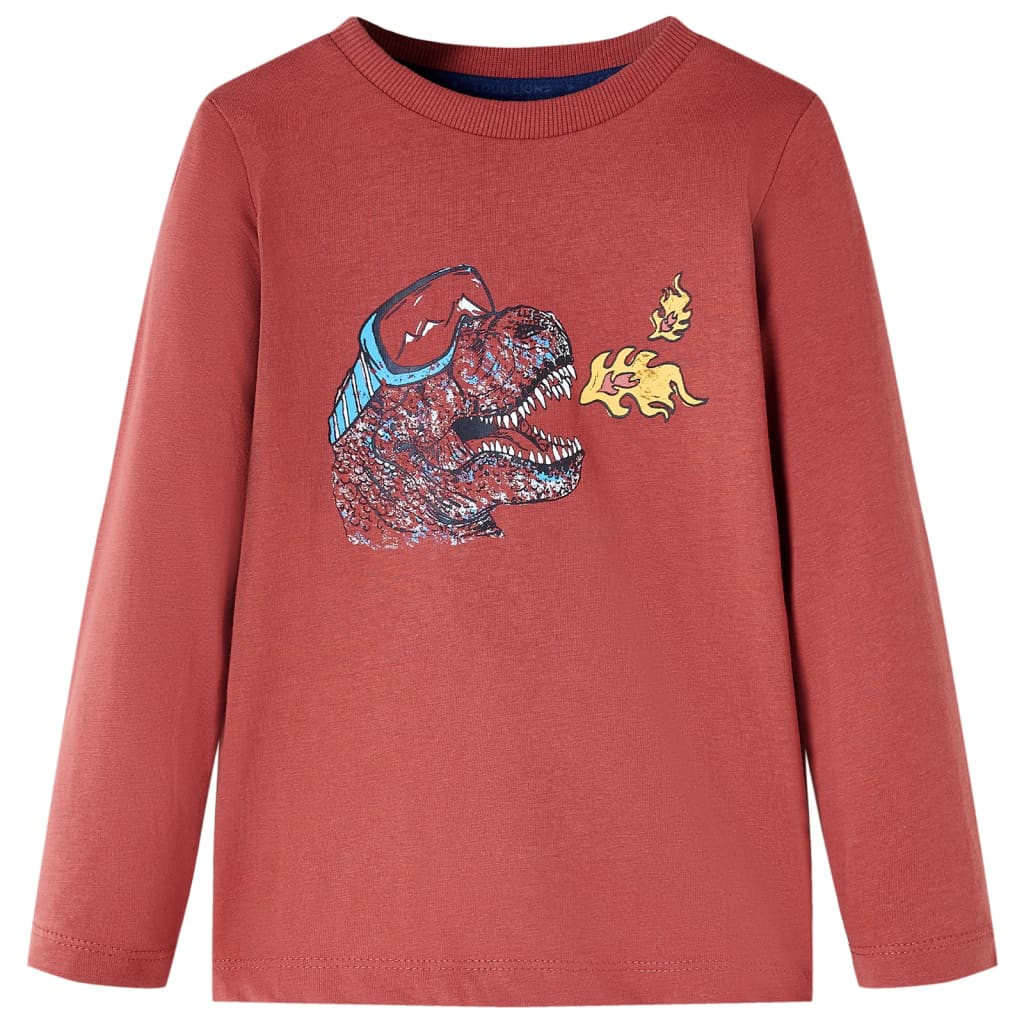 Camicia per bambini Vidaxl con maniche lunghe 116 rossastro -brown