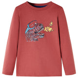 Camicia per bambini Vidaxl con maniche lunghe 116 rossastro -brown
