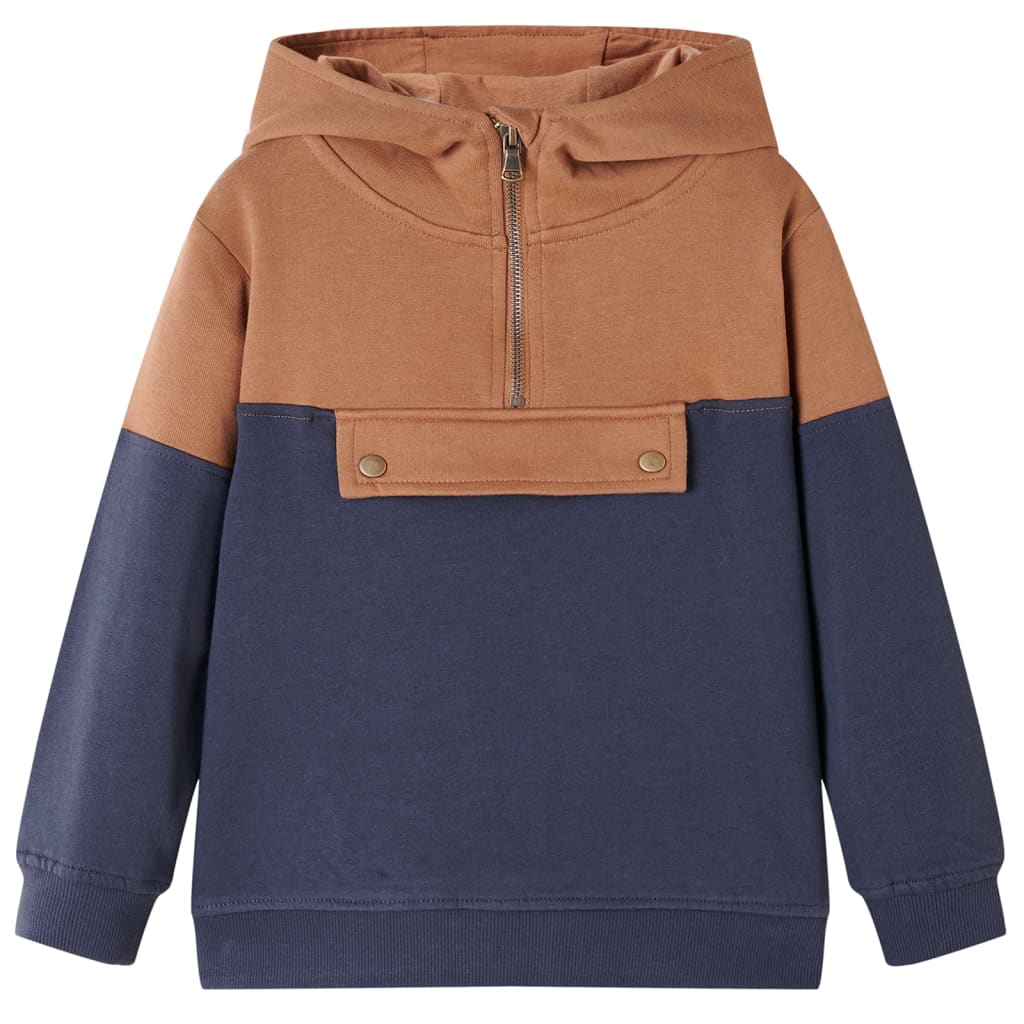 VidaXL KinderSweater with hood half zipper 92 anthracites cognac colored